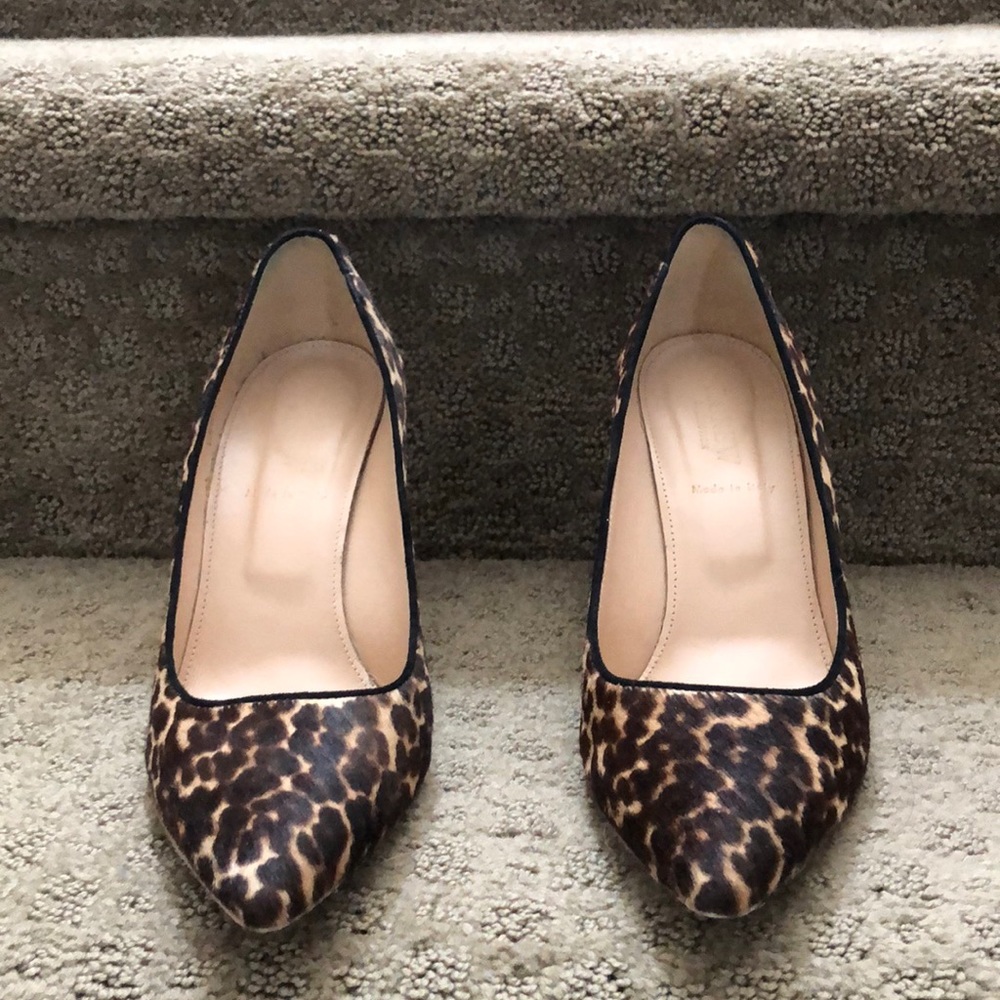 J Crew Elsie Leopard Calf Hair Pumps